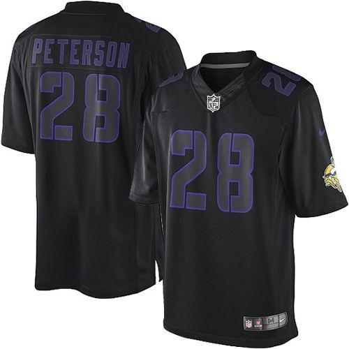  Vikings #28 Adrian Peterson Black Men's Stitched NFL Impact Limited Jersey