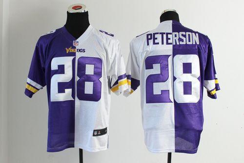  Vikings #28 Adrian Peterson Purple/White Men's Stitched NFL Elite Split Jersey
