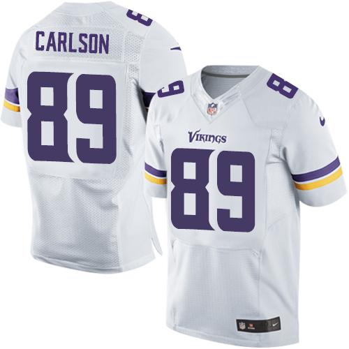  Vikings #89 John Carlson White Men's Stitched NFL Elite Jersey