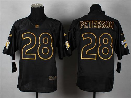  Vikings #28 Adrian Peterson Black Gold No. Fashion Men's Stitched NFL Elite Jersey