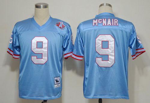Mitchell And Ness Oilers #9 Steve McNair Baby blue Stitched Throwback NFL Jersey