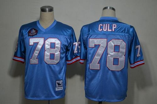 Mitchell And Ness Oilers #78 Curley Culp Baby blue Stitched Throwback NFL Jersey