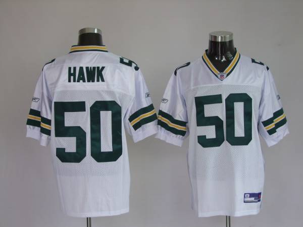 Packers #50 A.J. Hawk White Stitched NFL Jersey