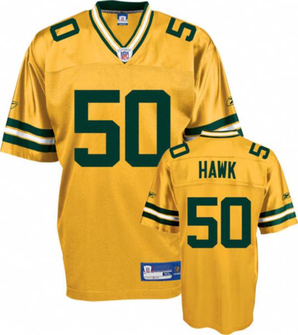Packers #50 A.J. Hawk Yellow Stitched NFL Jersey