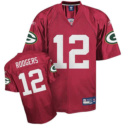 Packers #12 Aaron Rodgers Red QB Practice Stitched NFL Jersey