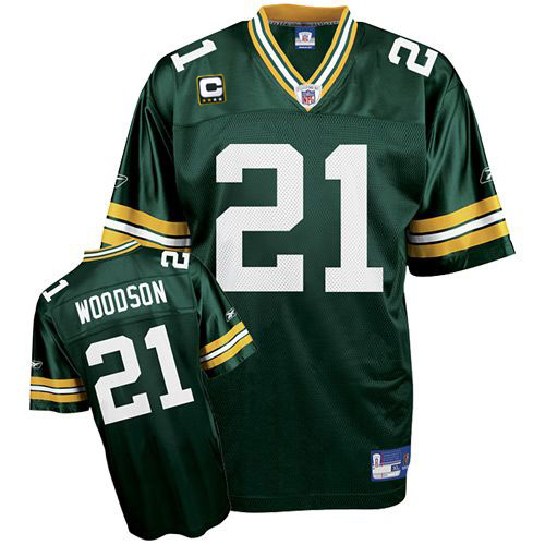 Packers #21 Charles Woodson Green With C patch Stitched NFL Jersey