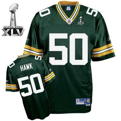 Packers #50 A.J. Hawk Green Super Bowl XLV Stitched NFL Jersey