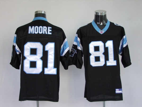 Panthers #81 Kenneth Moore Black Stitched NFL Jersey