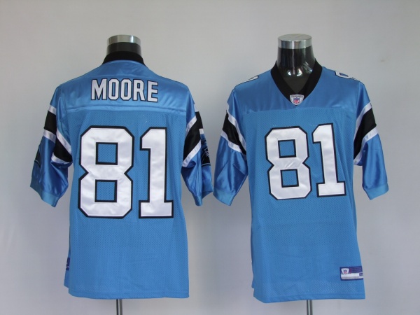 Panthers #81 Kenneth Moore Blue Stitched NFL Jersey
