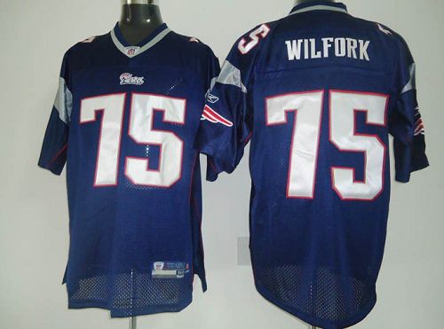 Patriots #75 Vince Wilfork Dark blue Stitched NFL Jersey
