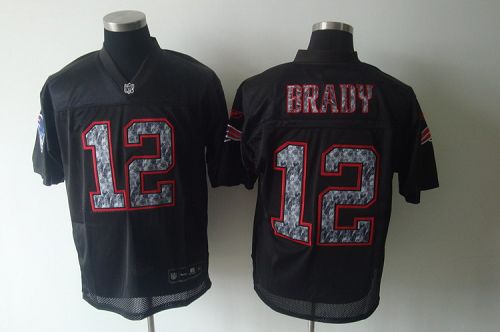 Sideline Black United Patriots #12 Tom Brady Black Stitched NFL Jersey