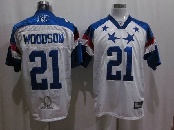 Packers #21 Charles Woodson 2011 White and Blue Pro Bowl Stitched NFL Jersey