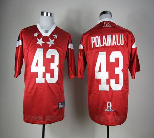 Steelers #43 Troy Polamalu Red 2012 Pro Bowl Stitched NFL Jersey