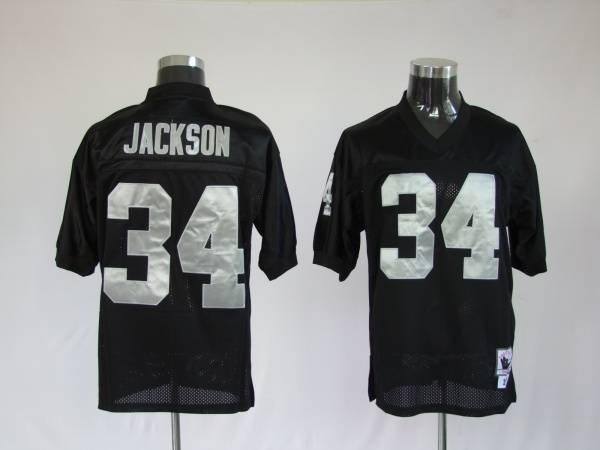 Mitchell and Ness Raiders Bo Jackson #34 Stitched Black NFL Jersey