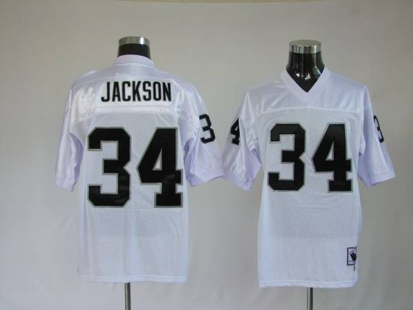Mitchell and Ness Raiders Bo Jackson #34 Stitched White NFL Jersey