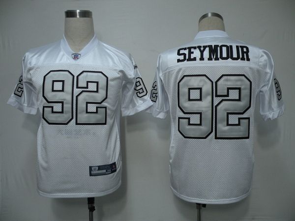 Raiders #92 Richard Seymour White Silver Grey No. Stitched NFL Jersey