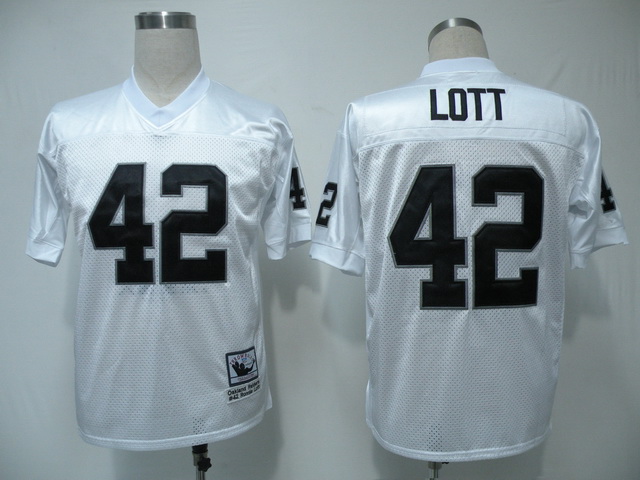 Mitchell & Ness Raiders #42 Lott White Stitched Throwback NFL Jersey