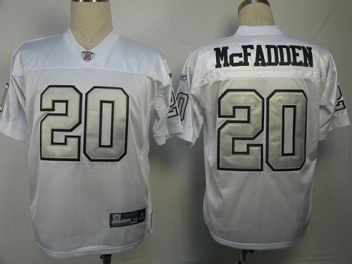 Raiders #20 Darren McFadden White Silver Grey No. Stitched NFL Jersey