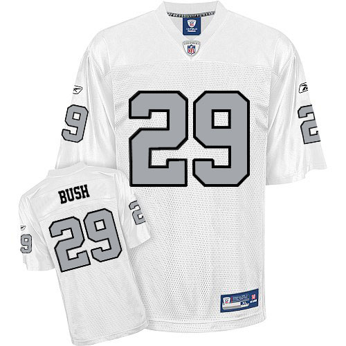 Raiders #29 Michael Bush White Silver Grey No. Stitched NFL Jersey