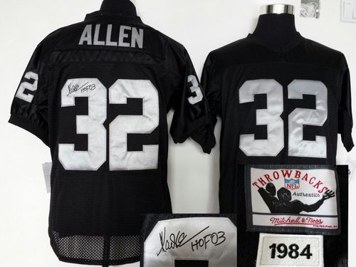 Mitchell And Ness Autographed Raiders #32 Marcus Allen Black Stitched Throwback NFL Jersey