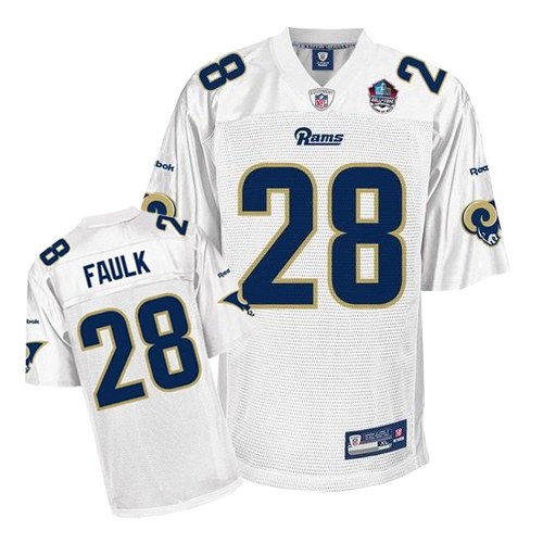 Rams #28 Marshall Faulk White Hall of Fame 2011 Stitched NFL Jersey