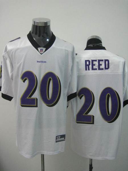 Ravens #20 Ed Reed White Away Stitched NFL Jersey