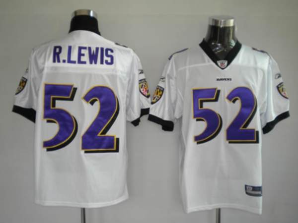 Ravens #52 Ray Lewis White Stitched NFL Jersey