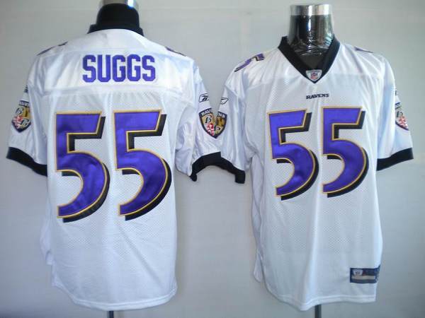 Ravens #55 Terrell Suggs White Stitched NFL Jersey