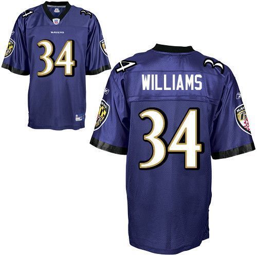 Ravens #34 Ricky Williams Purple Stitched NFL Jersey