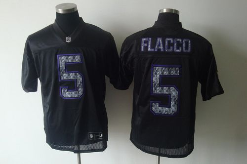 Sideline Black United Ravens #5 Joe Flacco Black Stitched NFL Jersey