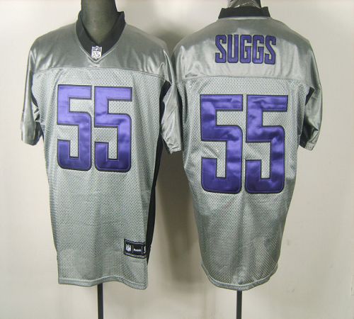 Ravens #55 Terrell Suggs Grey Shadow Stitched NFL Jersey