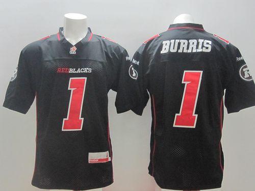 Redblacks #1 Henry Burris Black Stitched CFL Jersey
