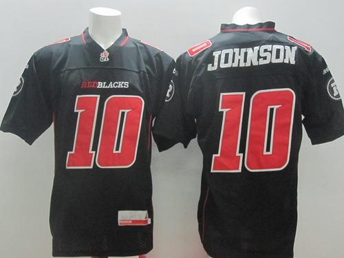 Redblacks #10 Kierrie Johnson Black Stitched CFL Jersey