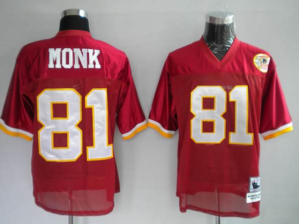 Mitchell and Ness Redskins #81 Art Monk Stitched Red 50TH Anniversary NFL Jersey