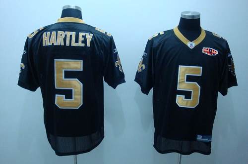 Saints #5 Garrett Hartley Black With Super Bowl Patch Stitched NFL Jersey