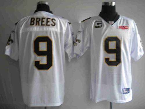 Saints #9 Drew Brees White With Super Bowl Patch Stitched NFL Jersey