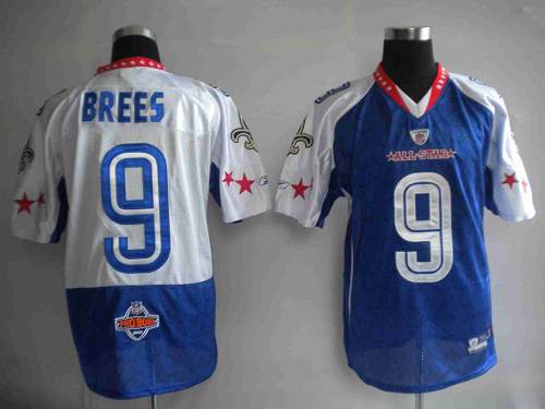 Saints #9 Drew Brees 2010 Blue Pro Bowl Stitched NFL Jersey