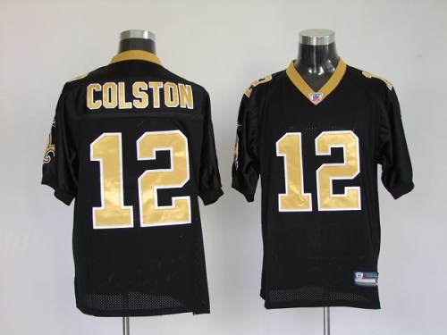 Saints #12 Marques Colston Black Stitched NFL Jersey