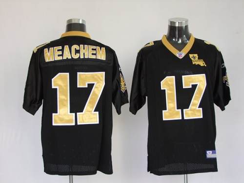 Saints #17 Robert Meachem Black Stitched NFL Jersey