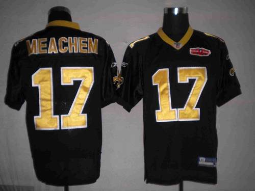 Saints #17 Robert Meachem Black With Super Bowl Patch Stitched NFL Jersey