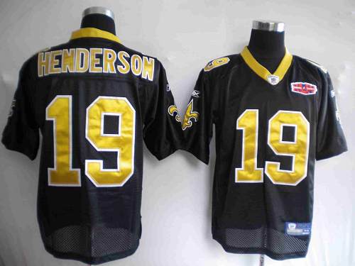 Saints #19 Devery Henderson Black With Super Bowl Patch Stitched NFL Jersey
