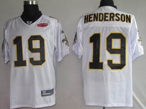Saints #19 Devery Henderson White With Super Bowl Patch Stitched NFL Jersey