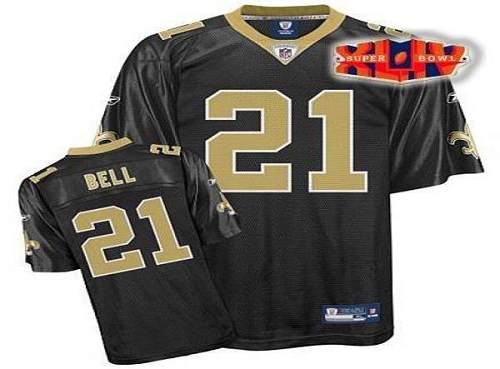 Saints #21 Mike Bell Black With Super Bowl Patch Stitched NFL Jersey