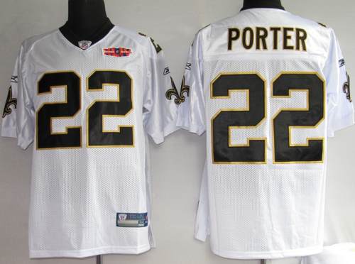 Saints #22 Tracy Porter White With Super Bowl Patch Stitched NFL Jersey