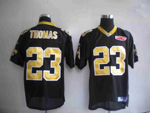 Saints #23 Pierre Thomas Black With Super Bowl Patch Stitched NFL Jersey