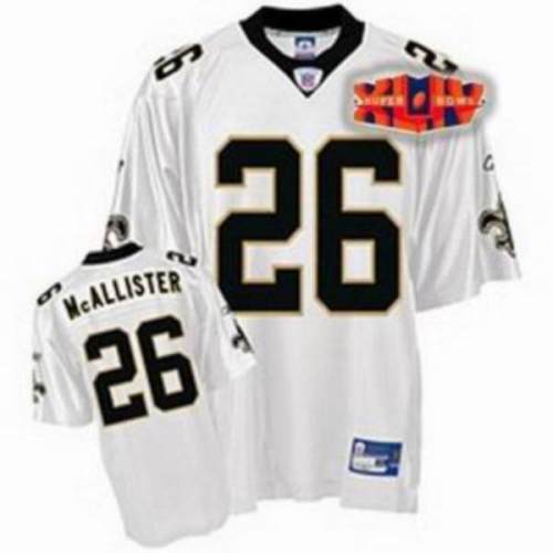 Saints #26 Deuce McAllister White With Super Bowl Patch Stitched NFL Jersey