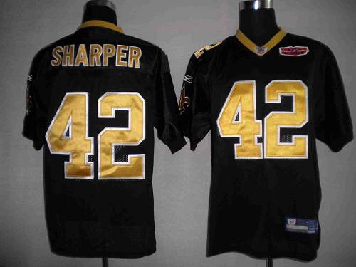 Saints #42 Darren Sharper Black With Super Bowl Patch Stitched NFL Jersey