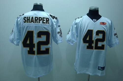 Saints #42 Darren Sharper White With Super Bowl Patch Stitched NFL Jersey