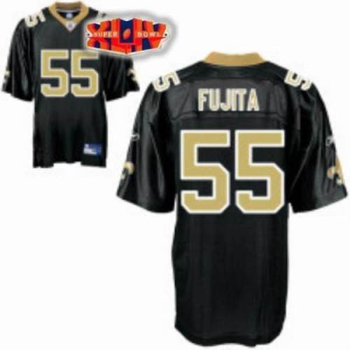 Saints #55 Scott Fujita Black With Super Bowl Patch Stitched NFL Jersey