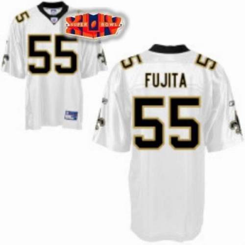 Saints #55 Scott Fujita White With Super Bowl Patch Stitched NFL Jersey